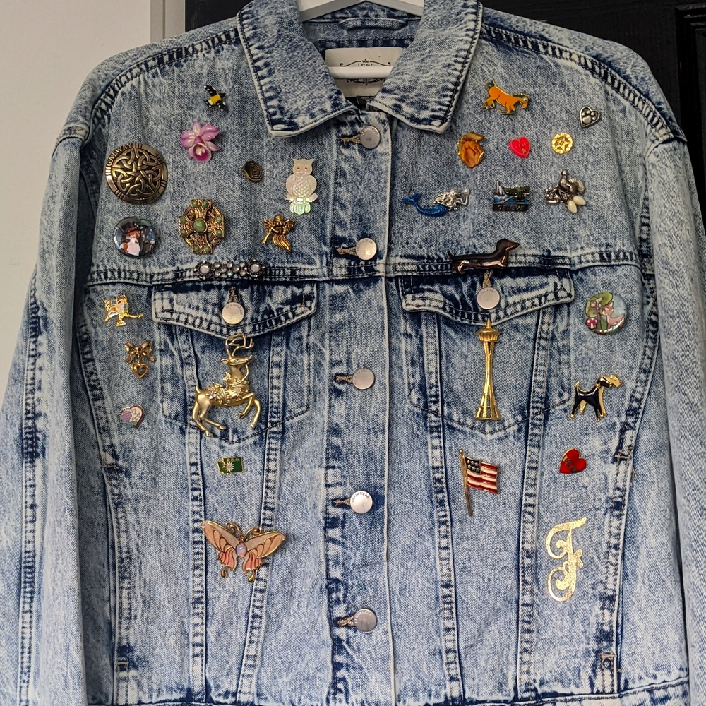 Custom Denim Jacket with 30 pins!